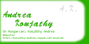andrea komjathy business card