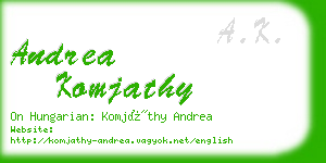 andrea komjathy business card